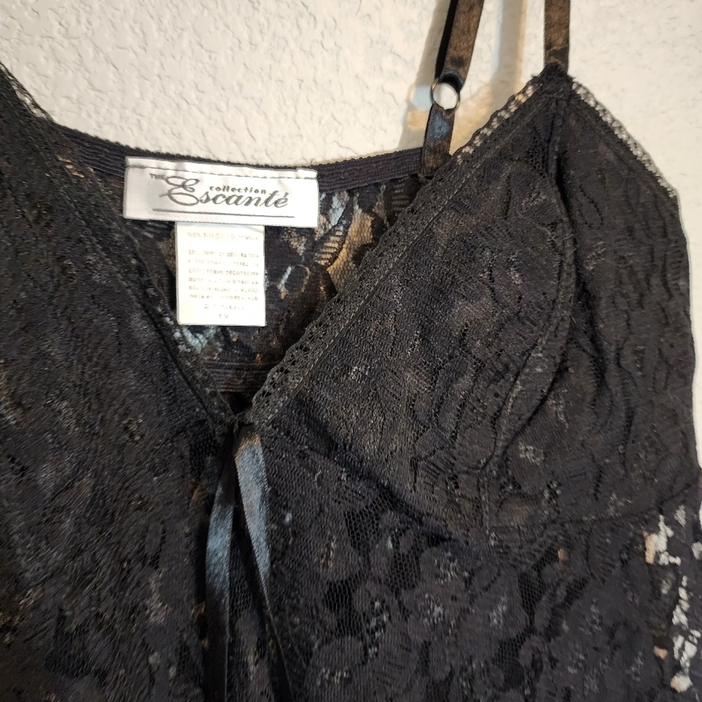 ESCANTE x VINTAGE sheer lace teddy‎ in black size 1X - Picture 3 of 5